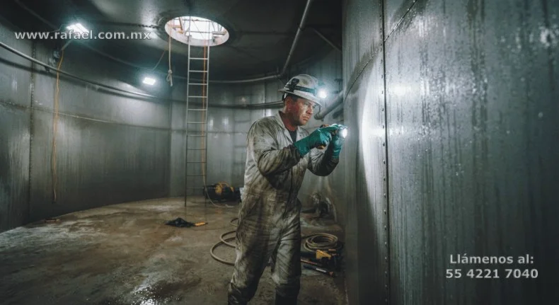 Ejemplo de un Ingeniero realizando análisis de los riesgos de trabajo en espacios confinados.