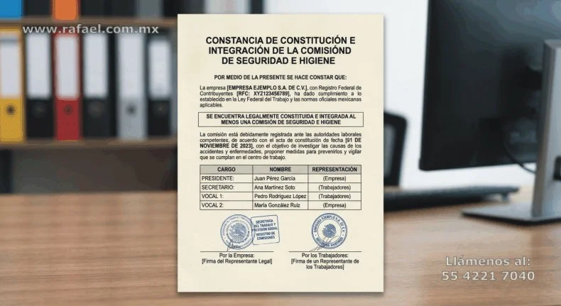 Documento que acredita que se cuenta con una comisión de seguridad e higiene