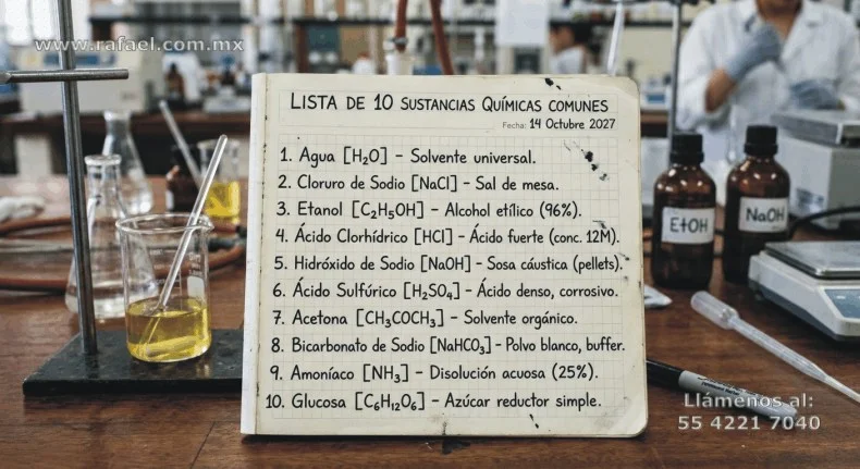 Ejemplo de una lista de sustancias químicas peligrosas