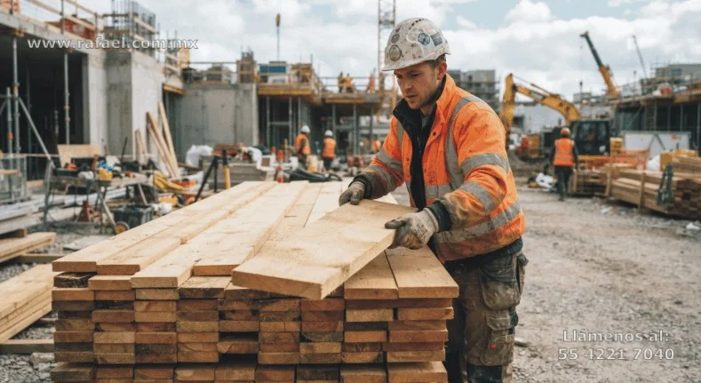Ejemplo de un Trabajador retirando clavos de la madera y apilando en un solo sitio. Dejandola en condiciones para la reutilización 
         de las mismas en otra etapa de la obra.