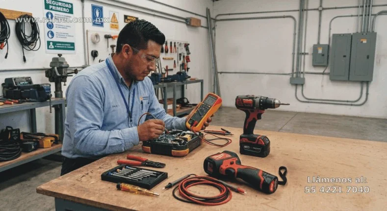 Ingeniero revisando herramientas, equipos y material de trabajo. Proporcionando el adecuado mantenimiento.