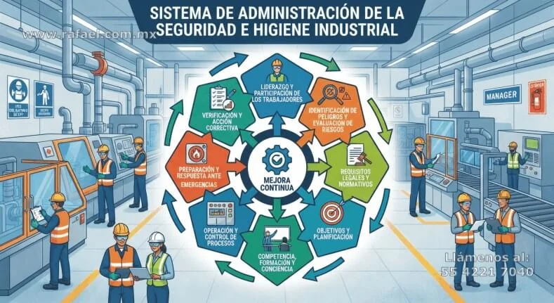 Ejemplo de un Sistema de administración de la seguridad e higiene industrial en procesos químicos críticos, apuntando a una 
         mejora continua.